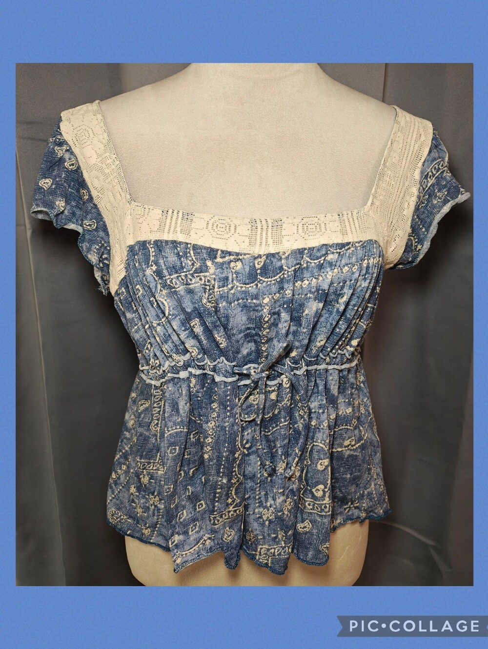 NWT Kimchi Blue Urban Outfitters Lulu Lace Trim Babydoll Flyaway Blouse.